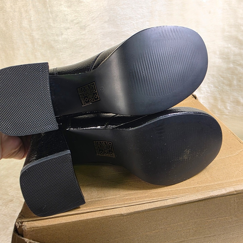 Journee Collection Platform Ankle Boots Black Patent Block Heel Womens 8 NEW - Picture 5 of 7